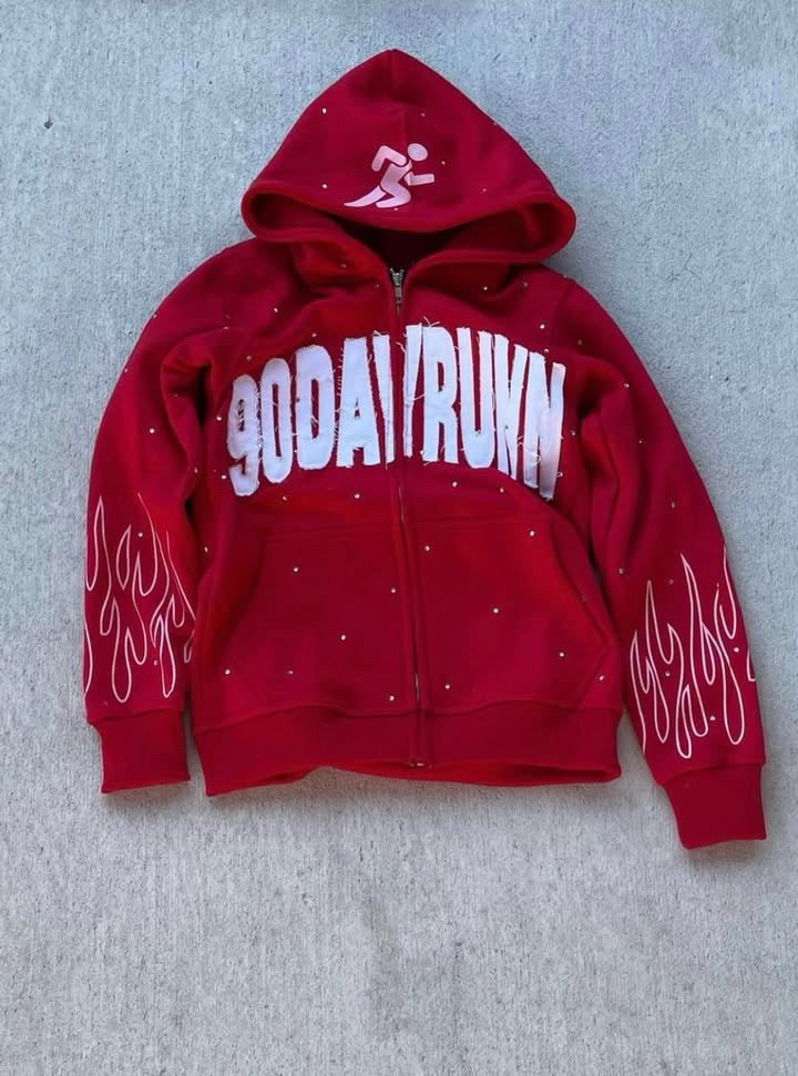 Red 90 Day Run Zip