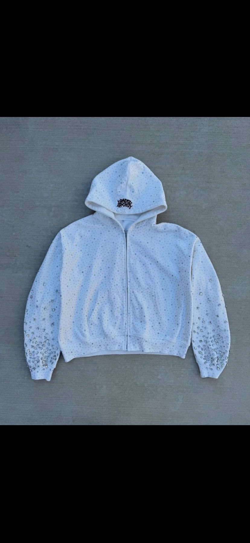 White Rhinestone ZipUp