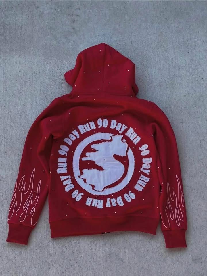 Red 90 Day Run Zip
