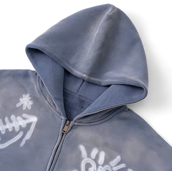 GREY GRAFFITI ZIPUP