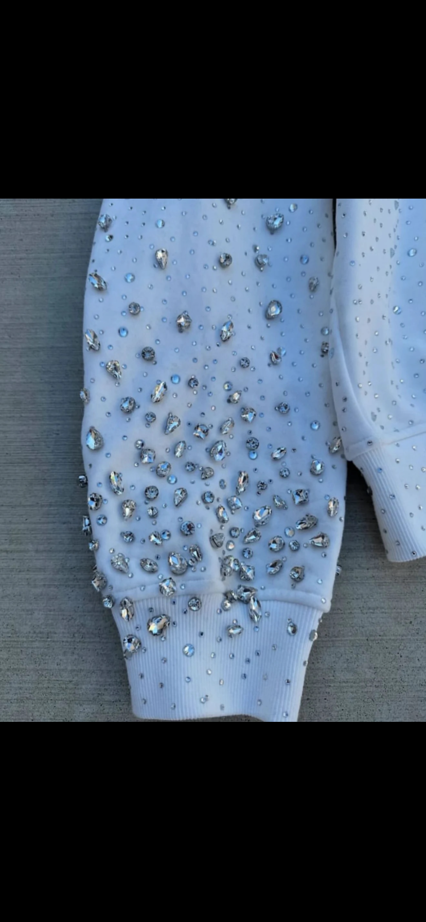 White Rhinestone ZipUp