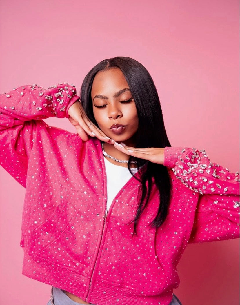 Pink Rhinestone ZipUp