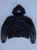 Black Rhinestone Zipup
