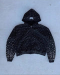Black Rhinestone Zip Up