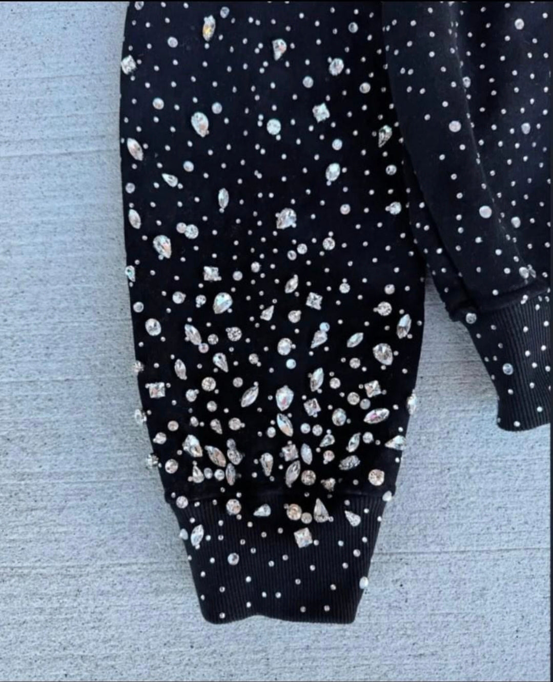 Black Rhinestone Zip Up